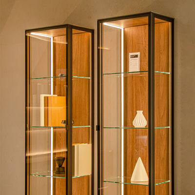 Économiser de l'espace Curio Monté sur le mur vitrine vitrine vitrine en verre avec lumière LED