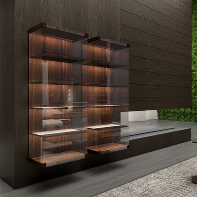 Meubles en aluminium ISO Cuisine vitrée Unités murales Armoire avec lumières