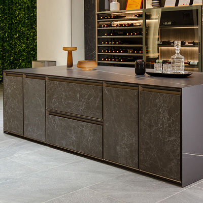 Cuisine modulaire laqué noir mat Cabinets de bar Almirah sur mesure