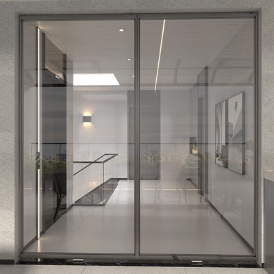 Porte coulissante interne en aluminium à double face grise